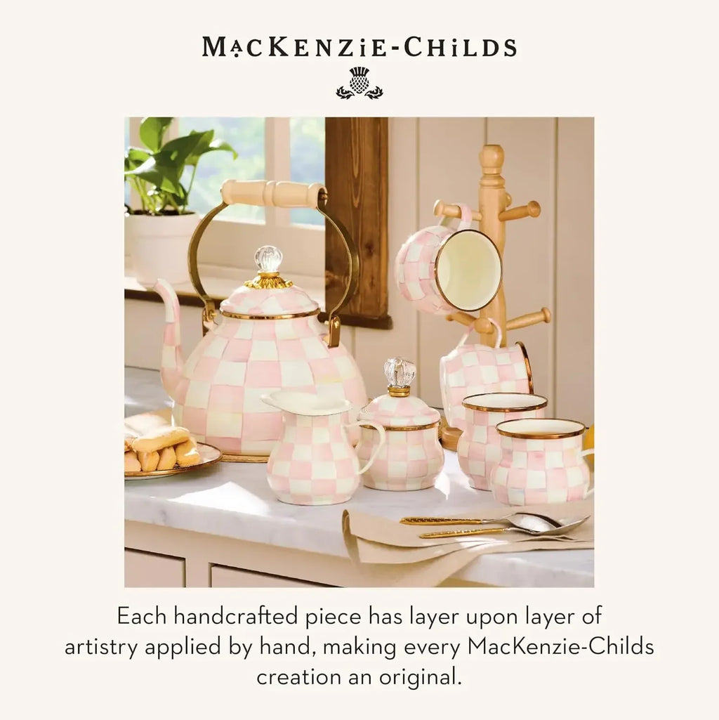 Enamel Tea Kettle – Pink Check (2QT)