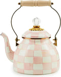 Enamel Tea Kettle – Pink Check (2QT)