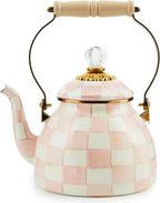 Enamel Tea Kettle – Pink Check (2QT)