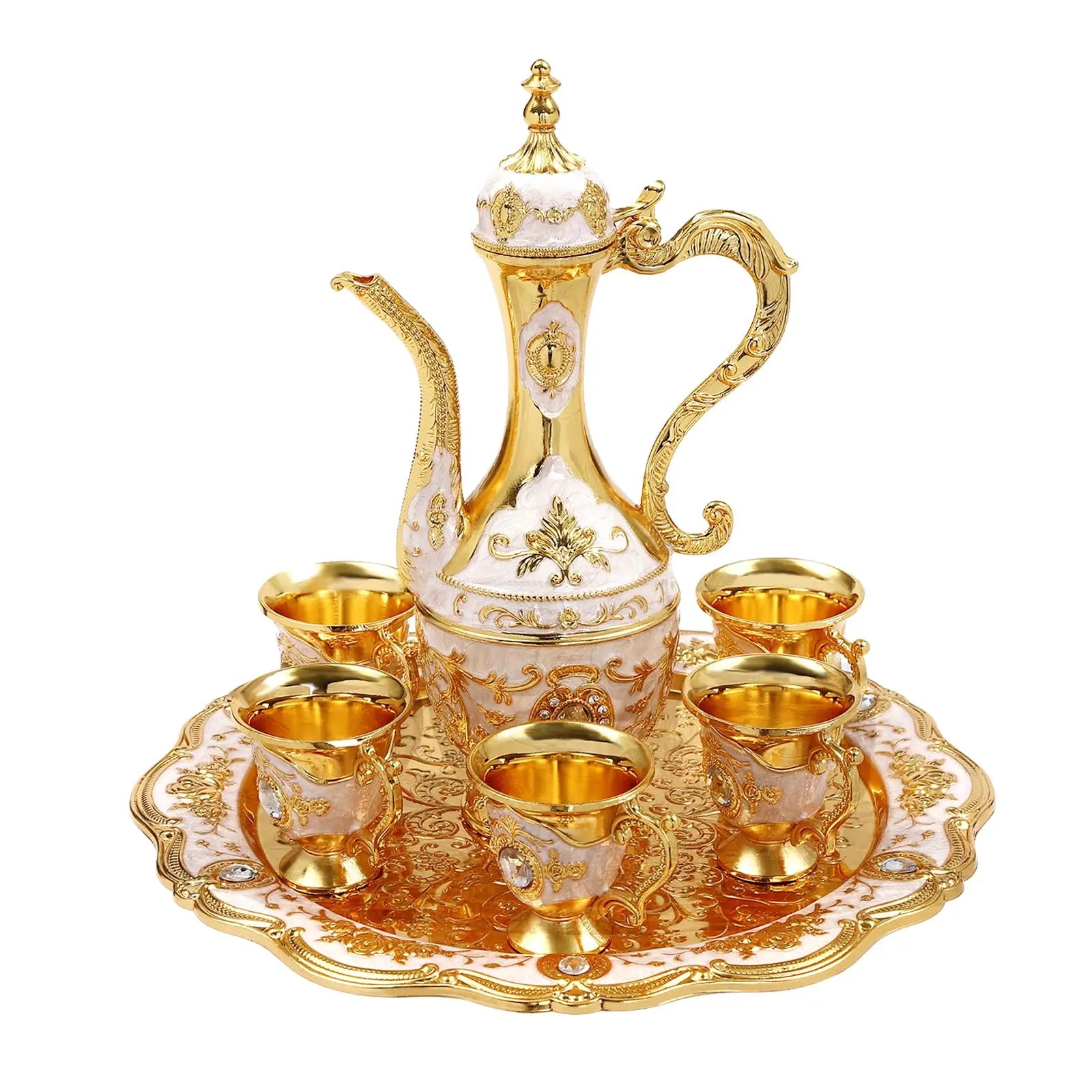 Turkish Tea Set w/ Pot & 6 Glass Cups