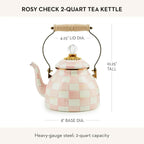Enamel Tea Kettle – Pink Check (2QT)
