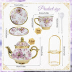 Porcelain Tea Set w/ Holder – Flower Design
