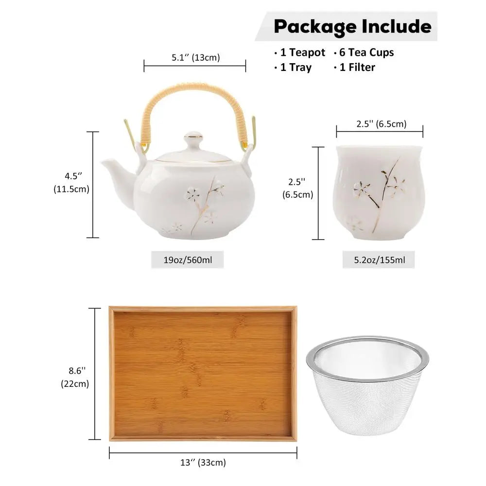 Japanese Tea Set w/ Teapot & 6 Cups