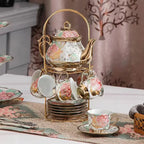 Gold Rose Ceramic Tea Set for 6