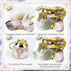 Porcelain Tea Set w/ Holder – Flower Design