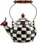 Enamel Whistling Tea Kettle – Check Design
