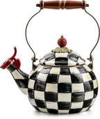Enamel Whistling Tea Kettle – Check Design