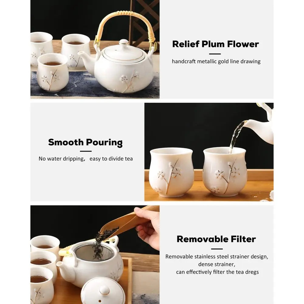 Japanese Tea Set w/ Teapot & 6 Cups