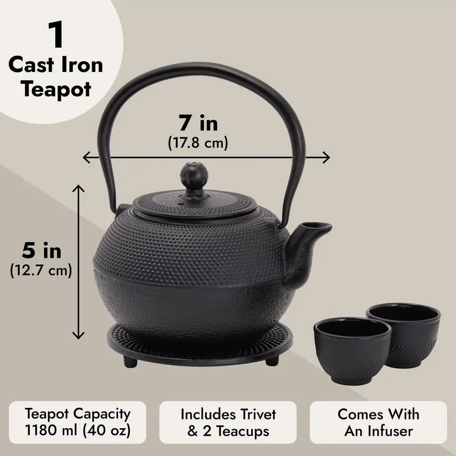 Cast Iron Tea Set w/ Infuser – 1200ml