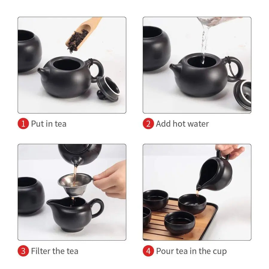 Portable Tea Set w/ Tray & Infuser