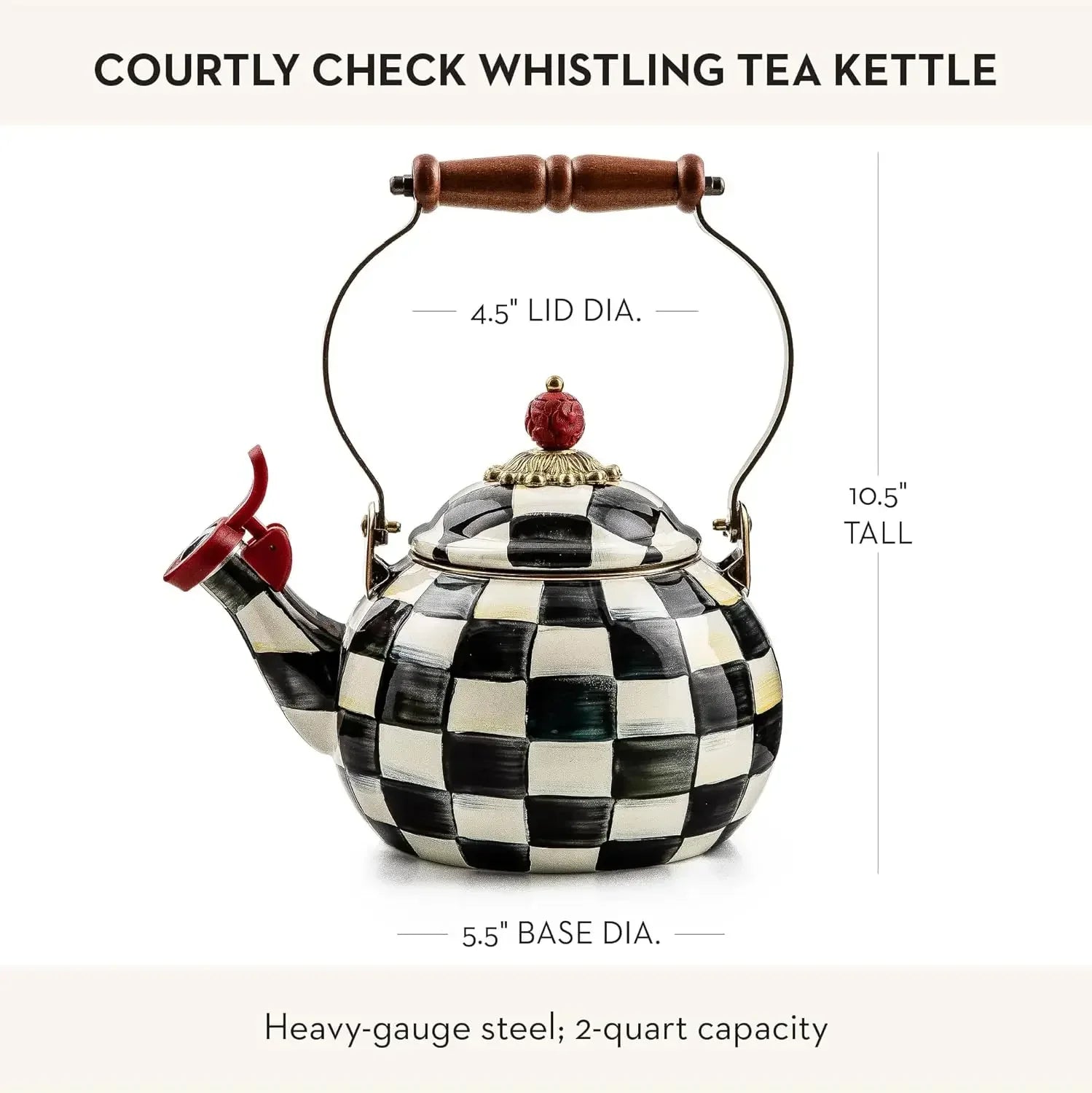 Enamel Whistling Tea Kettle – Check Design