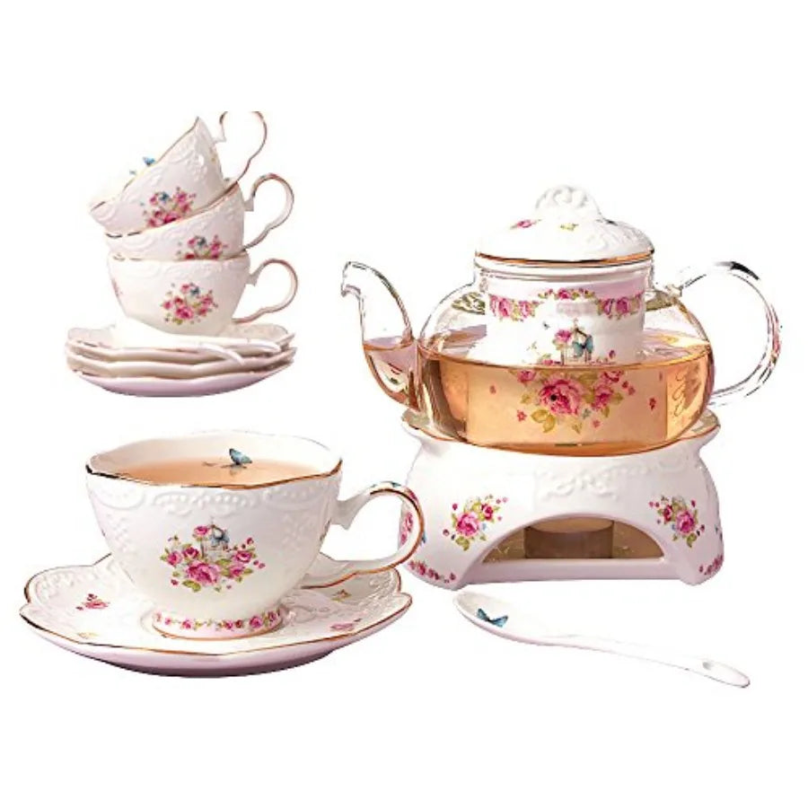 Vintage Floral Tea Set w/ Warmer – 16pc