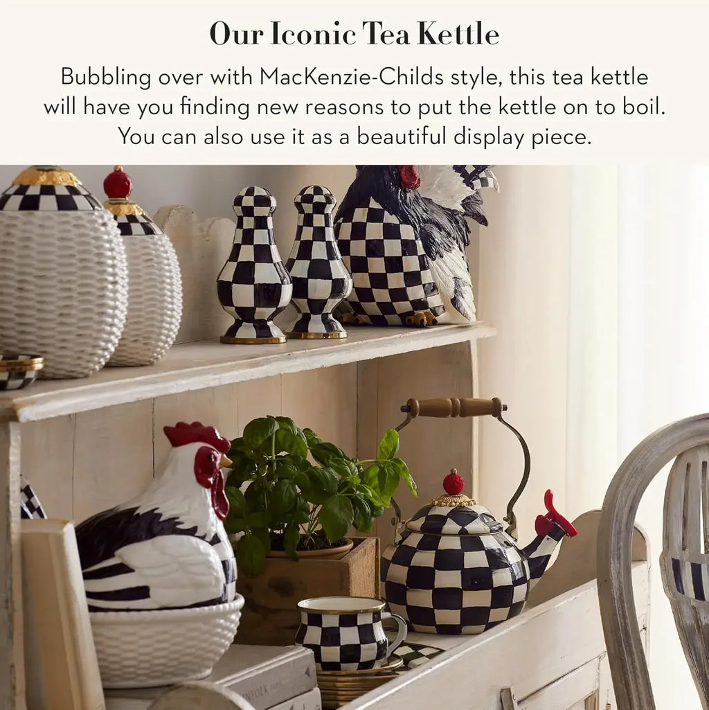 Enamel Whistling Tea Kettle – Check Design
